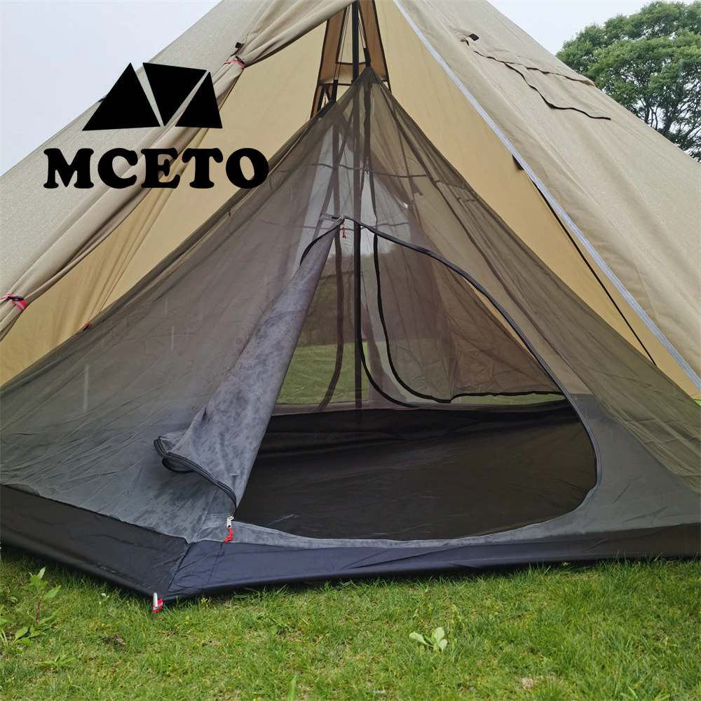 Cheap Goat Tents MCETO 5 8 Pessons Octagonal Camping Pyramid Tent with Chimney Hole Large Space Picnic Travel Family Party Tent Outdoor Shelter   